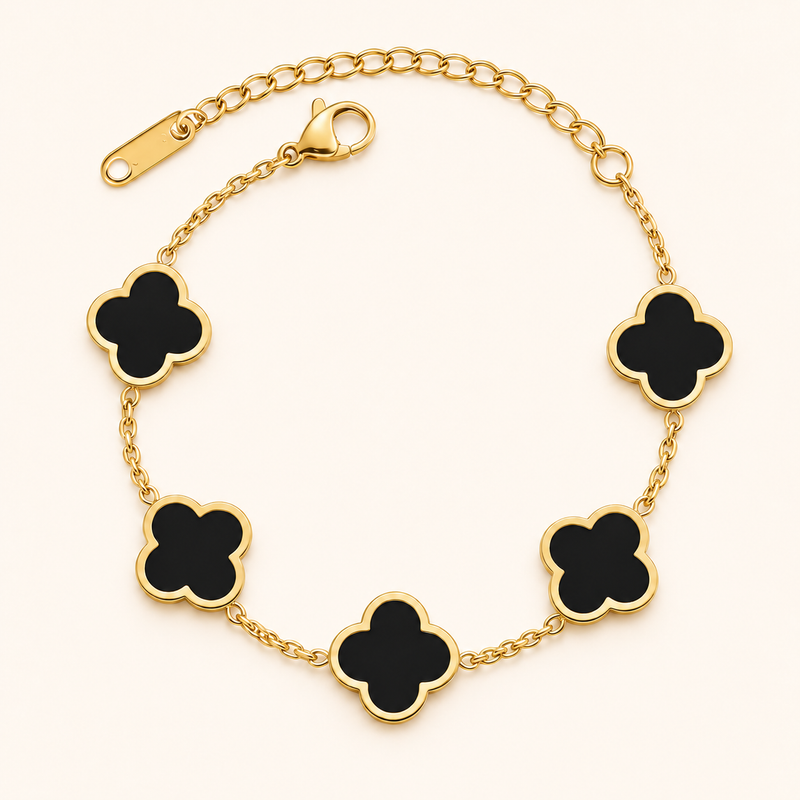 Zahra Clover Bracelet, black