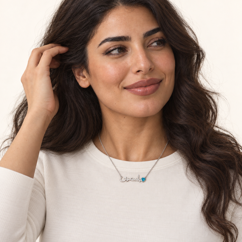 Custom Name Necklace with Birthstone