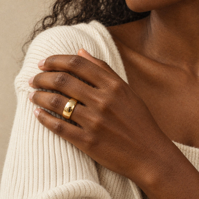 Noor Dome Ring worn in gold