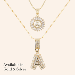2pc 14k Diamond Letter Initial Necklaces