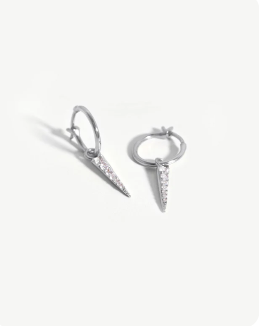 Mini Pave Spike Charm Hoop Earrings