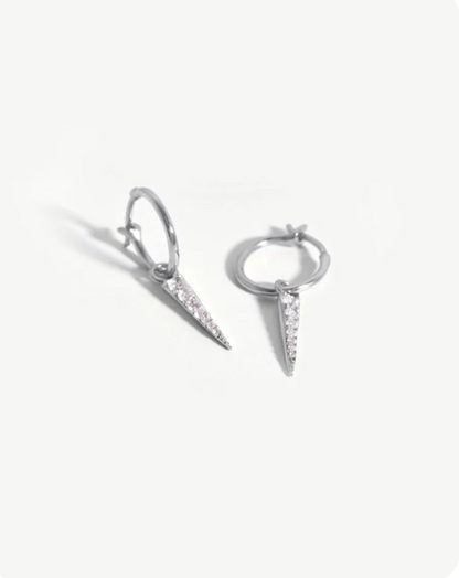 Mini Pave Spike Charm Hoop Earrings