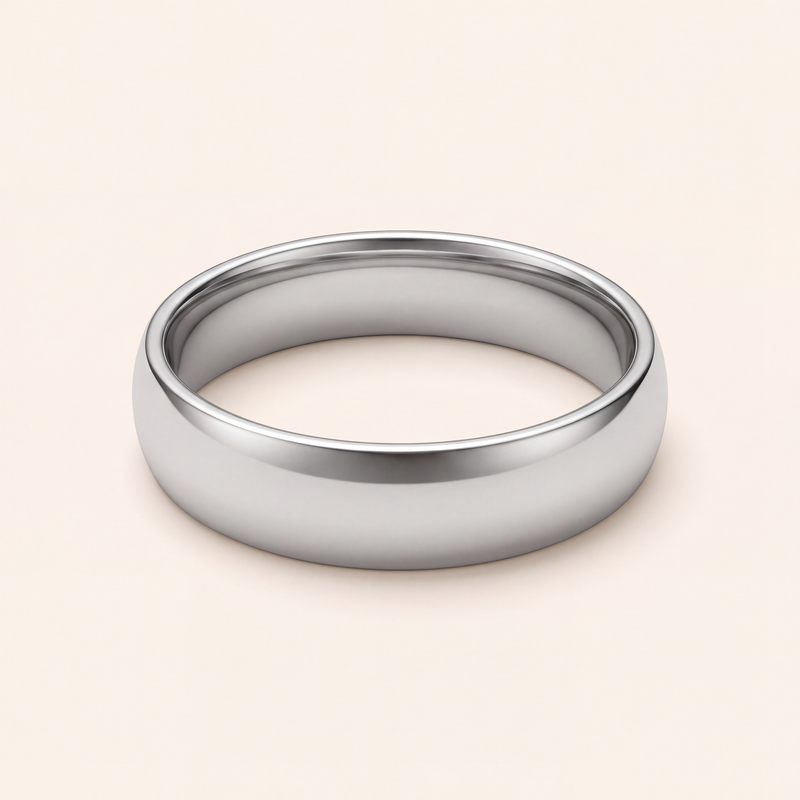 Noor Essential Ring, polished steel, lying flat