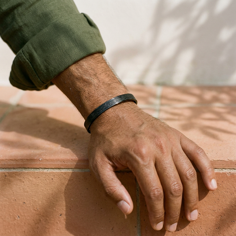 Ayatul Kursi Cuff for men worn on the wrist - Black finish