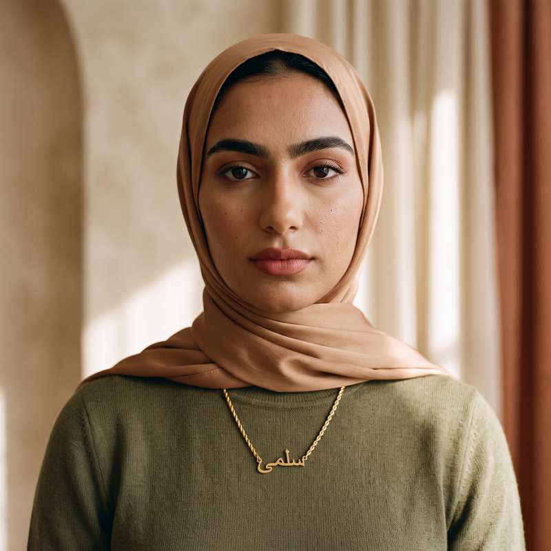 Custom Name Necklace worn, rope chain, 18K gold