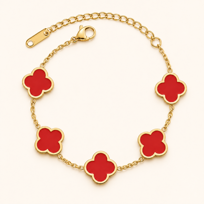 Zahra Clover Bracelet, red