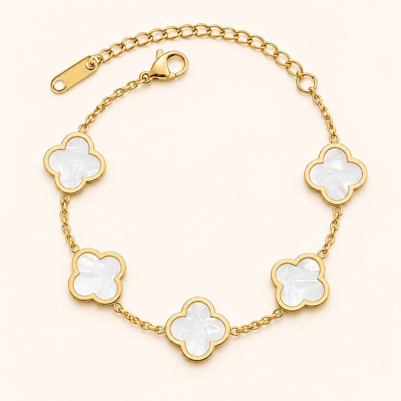 Zahra Clover Bracelet, white