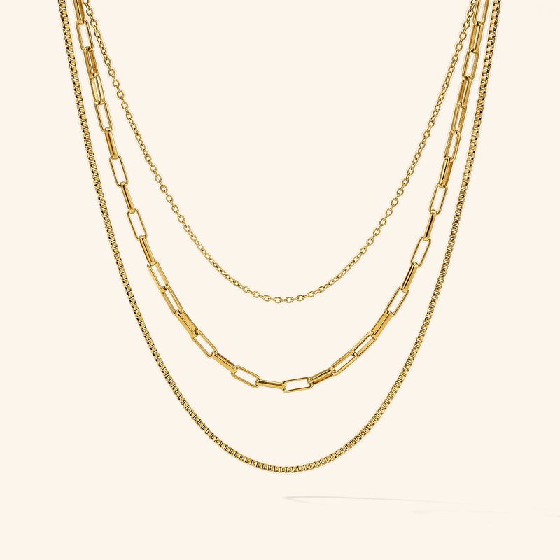 Noor Trio Layered Chain — gold layered necklace