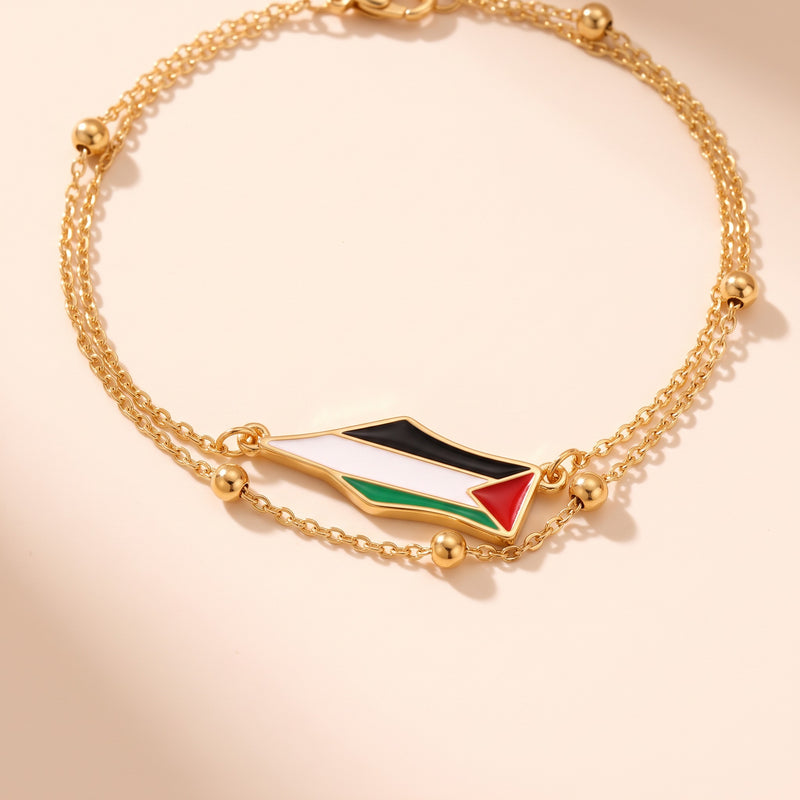 Map Bracelet - hand-enamelled map on a fine double chain