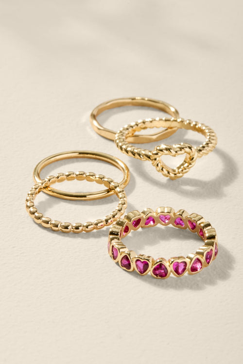 Violet Eternity Heart Ring Set