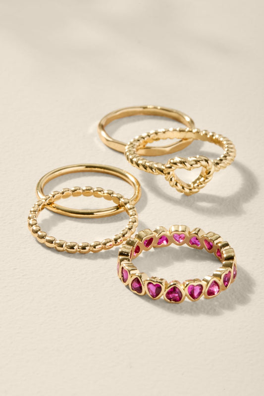 Violet Eternity Heart Ring Set